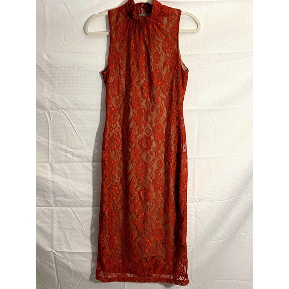NWT Midi Orange Laced lined Dress from New York Inc, in Women size small - Picture 4 of 6